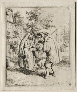 农民和一个女人交谈。 作者 阿德里亚恩·扬斯（Adriaen Jansz）。范·奥斯塔德