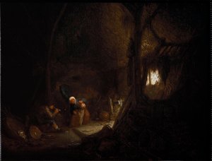 谷仓里的农民家庭（布面油画 作者 阿德里亚恩·扬斯（Adriaen Jansz）。范·奥斯塔德