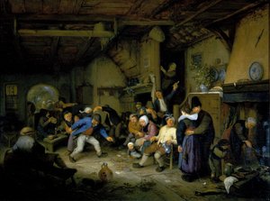 农民在酒馆里跳舞 作者 阿德里亚恩·扬斯（Adriaen Jansz）。范·奥斯塔德