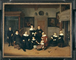 家庭肖像，原名画家的家庭 - 家庭肖像... 作者 阿德里亚恩·扬斯（Adriaen Jansz）。范·奥斯塔德