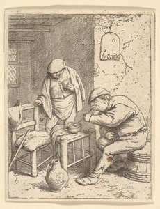 吸烟者与饮酒者，1682年。 作者 阿德里亚恩·扬斯（Adriaen Jansz）。范·奥斯塔德
