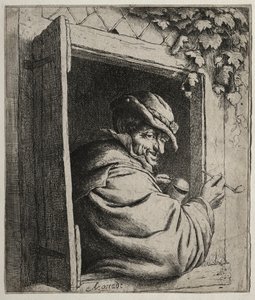 吸烟者在窗口。 作者 阿德里亚恩·扬斯（Adriaen Jansz）。范·奥斯塔德