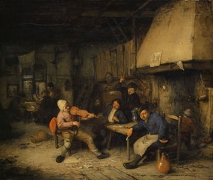 1663年小提琴演奏者和饮酒农民在酒馆里 作者 阿德里亚恩·扬斯（Adriaen Jansz）。范·奥斯塔德