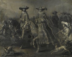 普法尔茨选帝侯兼波希米亚国王弗里德里希五世（1596-1632 年）和他的妻子伊丽莎白-斯图亚特（1596-1662 年）在马背上