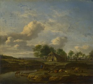 溪边农场的风景，1661年 作者 阿德里安·维尔德·范德