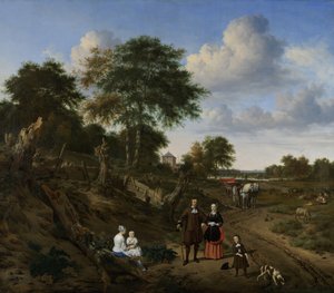 夫妇在风景，1667年 作者 阿德里亚恩·范·德·韦尔德