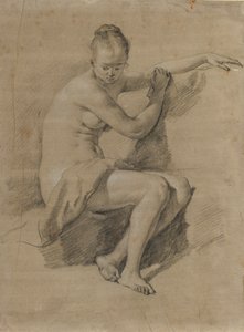 坐着的女性裸体，c.1660-70（黑白粉笔画）