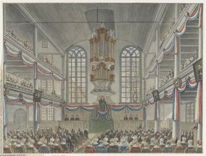 抗议神学院成立二百周年庆祝活动，1834 年 作者 阿德里安努斯·杰拉杜斯·范·舍恩