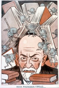 西格蒙德·弗洛伊德 (Sigmund Freud) 的卡通“”使吸血鬼理解“”的人”-阿德里安·巴雷尔 (1877-1931) 于 05/15/1931 的“幻想曲”中的插图