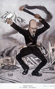莱昂·托洛茨基（托洛茨基）（1879-1940），幻觉玩家 - Barrère 的卡通，在 15/03/1918 的“”Fantasio”中