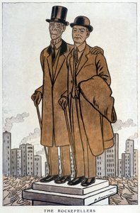 莱斯-洛克菲勒，高级和低级，美国人--阿德里安-巴雷尔（1877-1931）在1930年3月1日的《幻想曲》中的插图。 作者 Adrien Barrere