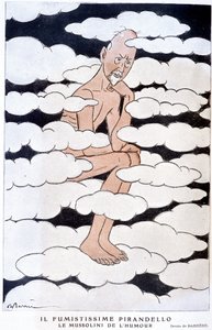意大利剧作家 Luigi Pirandello (1867 - 1936) 的肖像 - Adrien Barrere (1877-1931) 在“Fantasio”中的插图，来自 01/08/1925 作者 阿德里安·巴雷尔