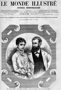 法国政治家丹尼尔-威尔逊（1840-1919）和他的妻子爱丽丝-格雷维的画像。雕刻者：阿德里安-玛丽。10月22日第1282期《图画世界》之一 作者 艾德里安·伊曼纽尔·玛丽