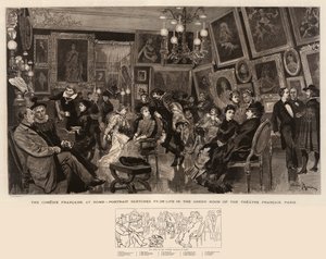 家里的Comedie Francaise，巴黎剧院Francais的绿色房间生活肖像素描 作者 Adrien Emmanuel Marie