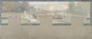 马恩河畔诺日朗市政厅草图：Le repos - la navigation，1889 年春（布面油画） 作者 阿德里安·卡波斯基（Adrien Karbowsky）
