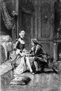 阿德里安-莫罗（1843-1906）为弗朗索瓦-玛丽-阿鲁埃（Francois Marie Arouet dit Voltaire，1694-1778）的《坎迪德》绘制的版画。