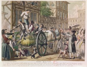 1774年1月25日，波士顿民众对约翰·马尔科姆的惩罚，1785年（彩色版画）