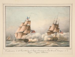 1812 年 8 月 23 日，美国总统号护卫舰支援战斗 作者 阿德里安·维克多·奥格