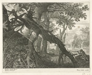 在森林景观中狩猎兔子
六幅风景画（系列名称）