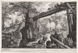 八幅波西米亚风景画  白内障上的木桥景观 作者 在彼得二世史蒂文斯之后
