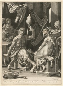 海格力斯和翁法尔 作者 Aegidius Sadeler II，仿照 Bartholomaeus Spranger