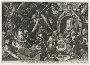 Bartholomaeus Spranger和他的妻子，Christina Muller，1600（在纸上雕刻）