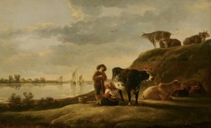河边的牛群 作者 艾伯特·奎普（Aelbert Cuyp）