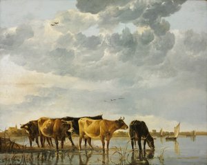 牛在河里 作者 艾伯特·奎普（Aelbert Cuyp）