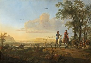 赶牛的牧民和骑士 作者 艾伯特·奎普（Aelbert Cuyp）