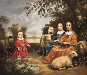 风景中的三个牧羊女孩 作者 艾伯特·奎普（Aelbert Cuyp）