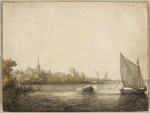 横跨新马斯的艾瑟尔蒙德（IJsselmonde）景，约1640年 作者 艾伯特·奎普（Aelbert Cuyp）