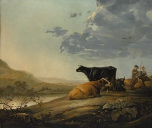 带有牛群的年轻牧民，ca。 1655-60。 作者 艾伯特·奎普（Aelbert Cuyp）