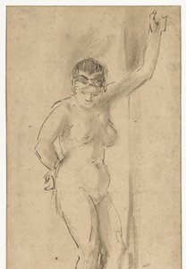 站立的女性裸体举起手臂 作者 Aert de Gelder（归属于）
