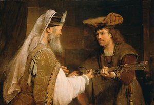 亚希米勒（Ahimelech）将歌利亚的宝剑赠与戴维（David），1680年代