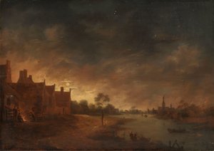 月光下的河景 作者 Aert van der Neer（复制后）
