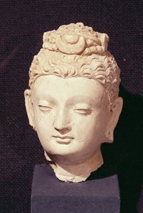 来自Hadda（灰泥）的佛像，希腊佛教风格的头像 作者 Afghan School