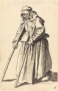 拄着拐杖的女乞丐 作者 雅克·卡洛特