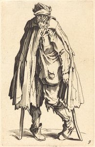 拄着拐杖和麻袋的乞丐 作者 雅克·卡洛特