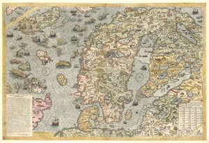Carta 码头的忠实复制品（奥劳斯·马格努斯于 1539 年出版的斯堪的纳维亚半岛挂图） 作者 在奥劳斯·马格努斯之后
