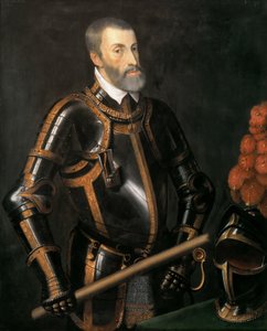 德国：身着盔甲的查理五世皇帝（1500-1558 年），身着盔甲的查理五世皇帝半身肖像