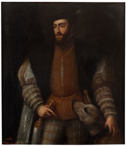 西班牙语  El emperador Carlos V con un perro 查理五世皇帝与狗