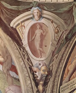 主要美德的寓言。 Eleonora Da Toledo教堂的壁画 作者 Agnolo Bronzino