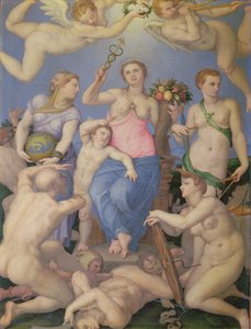 幸福的寓言，第1567号（铜上油） 作者 Agnolo Bronzino