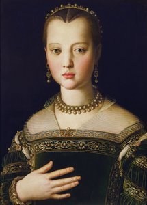 Maria de&39;Medici的肖像，1551年（面板上的蛋彩画）