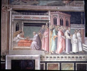 神圣束带的奇迹，摘自Capella della Sacra Cintola的《处女生活》和《神圣束带的传说》循环 作者 阿格诺·加迪（Agnolo Gaddi）