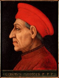 科西莫 (Cosimo de Medici) 的肖像，被称为老美第奇科西莫 (1389-1464) Allori Angelo di Cosimo dit Bronzino (1503-1572) Palace Medici-Riccardi (Medici Riccardi) 的画作 佛罗伦萨 作者 Agnolo Bronzino