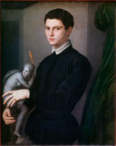 雕塑家的肖像。 Angelo Bronzino (1503-1572) 的绘画 作者 Agnolo Bronzino