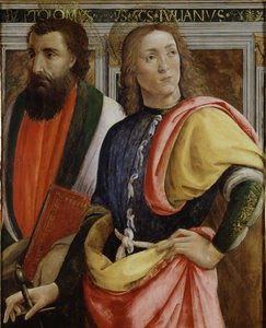 Sts Bartholomew和Julian the Hospitaler（面板上的蛋彩画，油画和黄金） 作者 多尼哥