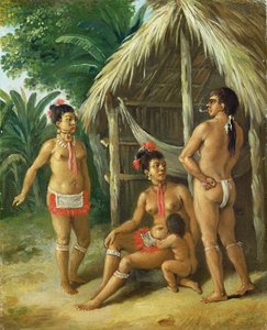 一个小屋外的背风群岛加勒比家庭，1780年 作者 阿戈斯蒂诺·布鲁尼亚斯（Agostino Brunias）