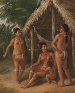 一个背风群岛加勒比人家庭在小屋外 作者 阿戈斯蒂诺·布鲁尼亚斯（Agostino Brunias）